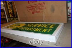 SCARCE 1960s JOHN DEERE REVERSE PAINTED LIGHTED SIGN DUALITE NEW OLD STOCK W BOX