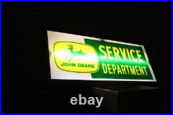 SCARCE 1960s JOHN DEERE REVERSE PAINTED LIGHTED SIGN DUALITE NEW OLD STOCK W BOX