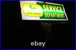 SCARCE 1960s JOHN DEERE REVERSE PAINTED LIGHTED SIGN DUALITE NEW OLD STOCK W BOX