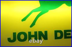 SCARCE 1960s JOHN DEERE REVERSE PAINTED LIGHTED SIGN DUALITE NEW OLD STOCK W BOX
