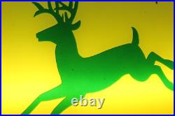 SCARCE 1960s JOHN DEERE REVERSE PAINTED LIGHTED SIGN DUALITE NEW OLD STOCK W BOX