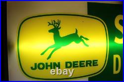 SCARCE 1960s JOHN DEERE REVERSE PAINTED LIGHTED SIGN DUALITE NEW OLD STOCK W BOX