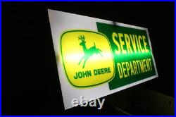 SCARCE 1960s JOHN DEERE REVERSE PAINTED LIGHTED SIGN DUALITE NEW OLD STOCK W BOX