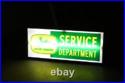SCARCE 1960s JOHN DEERE REVERSE PAINTED LIGHTED SIGN DUALITE NEW OLD STOCK W BOX