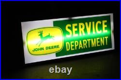 SCARCE 1960s JOHN DEERE REVERSE PAINTED LIGHTED SIGN DUALITE NEW OLD STOCK W BOX