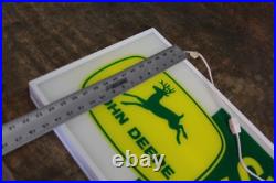 SCARCE 1960s JOHN DEERE REVERSE PAINTED LIGHTED SIGN DUALITE NEW OLD STOCK W BOX