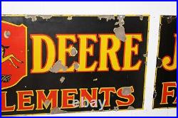 Scarce 1920's 2x6 John Deere Quility Implement Porcelain Dealer 2-sided Sign #1