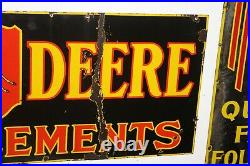 Scarce 1920's 2x6 John Deere Quility Implement Porcelain Dealer 2-sided Sign #2