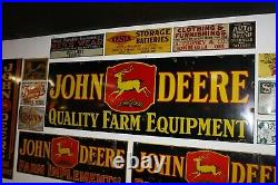 Scarce 1920's 3x9 John Deere Quility Farm Equipment Porcelain Dealer Sign Corn