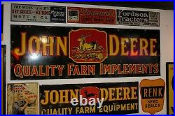 Scarce 1920's 3x9 John Deere Quility Farm Implements Porcelain Dealer Sign #1