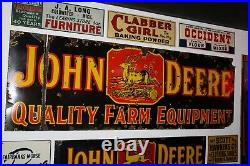 Scarce 1920's 3x9 John Deere Quility Farm Implements Porcelain Dealer Sign #2