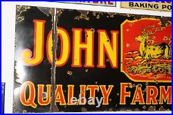 Scarce 1920's 3x9 John Deere Quility Farm Implements Porcelain Dealer Sign #2