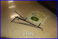 Scarce 1963 John Deere Law & Garden Tractor 2-sided Painted Metal Sign Bracket