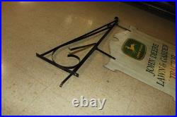 Scarce 1963 John Deere Law & Garden Tractor 2-sided Painted Metal Sign Bracket