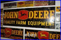Scarce Black Deer 1920's 3x9 John Deere Quility Implement Porcelain Dealer Sign