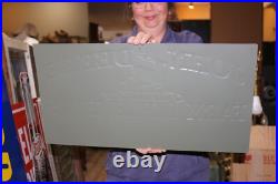 Scarce John Deere Quality Farm Implements Tractor Tin Tacker Embossed Sign NICE