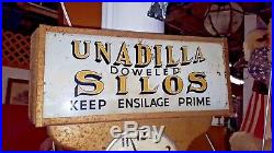 UNADILLA Doweled SILOS Keep Ensilage Prime New York 1930's Clock & Sign RARE NR