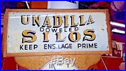 UNADILLA Doweled SILOS Keep Ensilage Prime New York 1930's Clock & Sign RARE NR