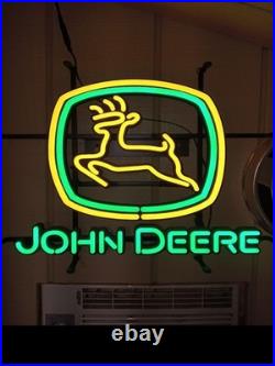 US STOCK John Deere Farm Equipment 24x20 Vivid LED Neon Sign Light With Dimmer