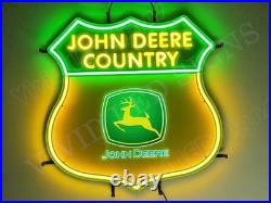 US STOCK John Deere Farm Tractor 24x20 Vivid LED Neon Sign Light With Dimmer