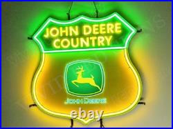 US STOCK John Deere Farm Tractor 24x20 Vivid LED Neon Sign Light With Dimmer
