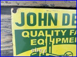 VINTAGE 12x9 JOHN DEERE FARM EQUIPMENT PUMP STATION PORCELAIN GAS OIL SIGN