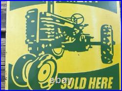 VINTAGE 12x9 JOHN DEERE FARM EQUIPMENT PUMP STATION PORCELAIN GAS OIL SIGN
