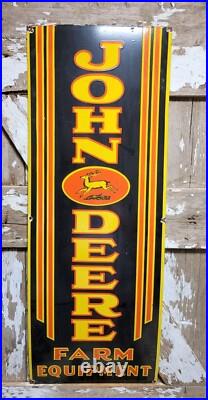 VINTAGE 1940s JOHN DEERE PORCELAIN SIGN 4Ft FARMING TRACTOR FARM EQUIPMENT SALES