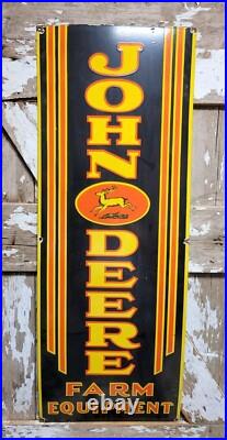 VINTAGE 1940s JOHN DEERE PORCELAIN SIGN 4Ft FARMING TRACTOR FARM EQUIPMENT SALES