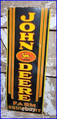 VINTAGE 1940s JOHN DEERE PORCELAIN SIGN 4Ft FARMING TRACTOR FARM EQUIPMENT SALES