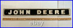 VINTAGE JOHN DEERE METAL ADVERTISING EMBLEM SIGN FOR A JOHN DEERE TRACTOR-4x36
