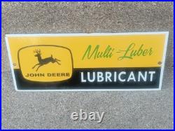 VINTAGE JOHN DEERE MULTI-LUBER LUBRICANTS PORCELAIN SIGN 12x5inch VINTAGE JOHN DEERE MULTI-LUBER LUBRICANTS PORCELAIN SIGN 12x5inch