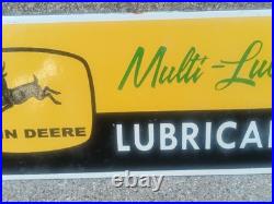 VINTAGE JOHN DEERE MULTI-LUBER LUBRICANTS PORCELAIN SIGN 12x5inch VINTAGE JOHN DEERE MULTI-LUBER LUBRICANTS PORCELAIN SIGN 12x5inch