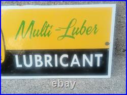 VINTAGE JOHN DEERE MULTI-LUBER LUBRICANTS PORCELAIN SIGN 12x5inch VINTAGE JOHN DEERE MULTI-LUBER LUBRICANTS PORCELAIN SIGN 12x5inch
