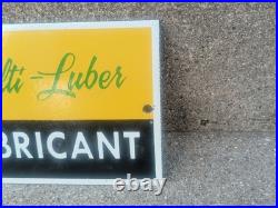 VINTAGE JOHN DEERE MULTI-LUBER LUBRICANTS PORCELAIN SIGN 12x5inch VINTAGE JOHN DEERE MULTI-LUBER LUBRICANTS PORCELAIN SIGN 12x5inch