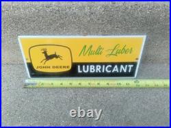 VINTAGE JOHN DEERE MULTI-LUBER LUBRICANTS PORCELAIN SIGN 12x5inch VINTAGE JOHN DEERE MULTI-LUBER LUBRICANTS PORCELAIN SIGN 12x5inch
