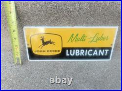 VINTAGE JOHN DEERE MULTI-LUBER LUBRICANTS PORCELAIN SIGN 12x5inch VINTAGE JOHN DEERE MULTI-LUBER LUBRICANTS PORCELAIN SIGN 12x5inch