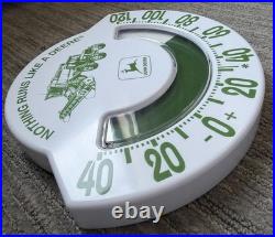 VINTAGE JOHN DEERE TRACTOR Bathroom Scale Advertising THERMOMETER SIGN Gas Oil