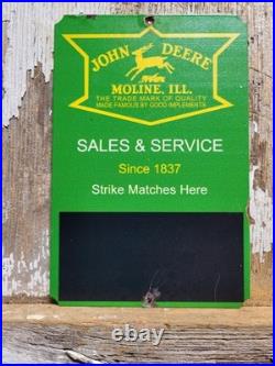 VINTAGE JOHN DEER SIGN OLD TIN TACKER FARM EQUIPMENT GAS TRACTOR DEALER BARN 6x4