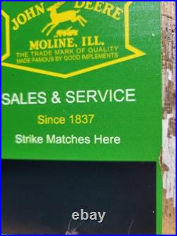 VINTAGE JOHN DEER SIGN OLD TIN TACKER FARM EQUIPMENT GAS TRACTOR DEALER BARN 6x4