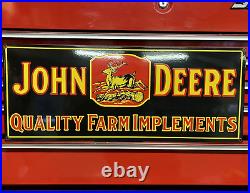 VINTAGE PORCELAIN JOHN DEERE QUALITY FARM IMPLEMENTS 22X9 Porcelain, Heavy