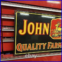 VINTAGE PORCELAIN JOHN DEERE QUALITY FARM IMPLEMENTS 22X9 Porcelain, Heavy