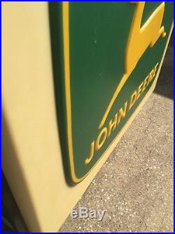 VINTAGE RARE John Deere Lighted Dealership Sign TRACTORS With Metal Pole