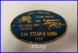 VTG Early Steam Engine, Tractor, Equipment Farm Metal Sign 1962 Steam-O-Rama