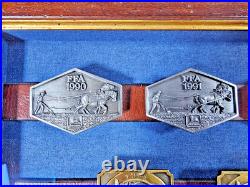 VTG John Deere FFA Belt Buckle Set 1990-2000 Ltd Ed 1/500 Dealer Framed Display