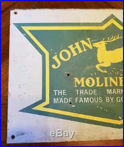 VTG John Deere Moline ILL Good Implements Farm Tractor Gas Oil Metal Sign 16X10