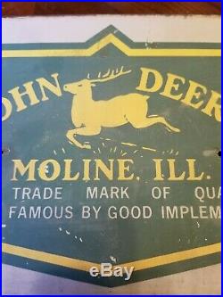 VTG John Deere Moline ILL Good Implements Farm Tractor Gas Oil Metal Sign 16X10