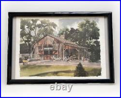 VTG Paul N Norton Art Watercolor Print JOHN DEERE PROP Farm Barn Signed