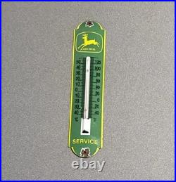 Vintage 12 John Deere Porcelain Thermometer Sign Car Gas Oil Truck Motorcycle