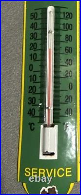 Vintage 12 John Deere Porcelain Thermometer Sign Car Gas Oil Truck Motorcycle